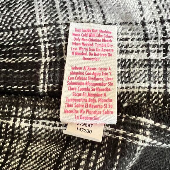 Justice Girls Black White Flower Print Flannel Top XL‎ Plus - Picture 5 of 8